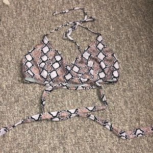 Snake skin criss cross bikini top